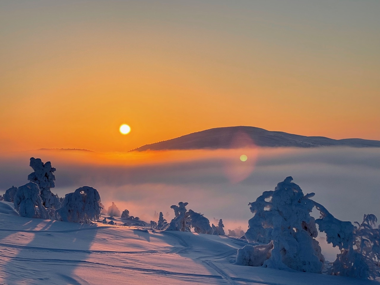 Pyhätunturi auringonlaskussa