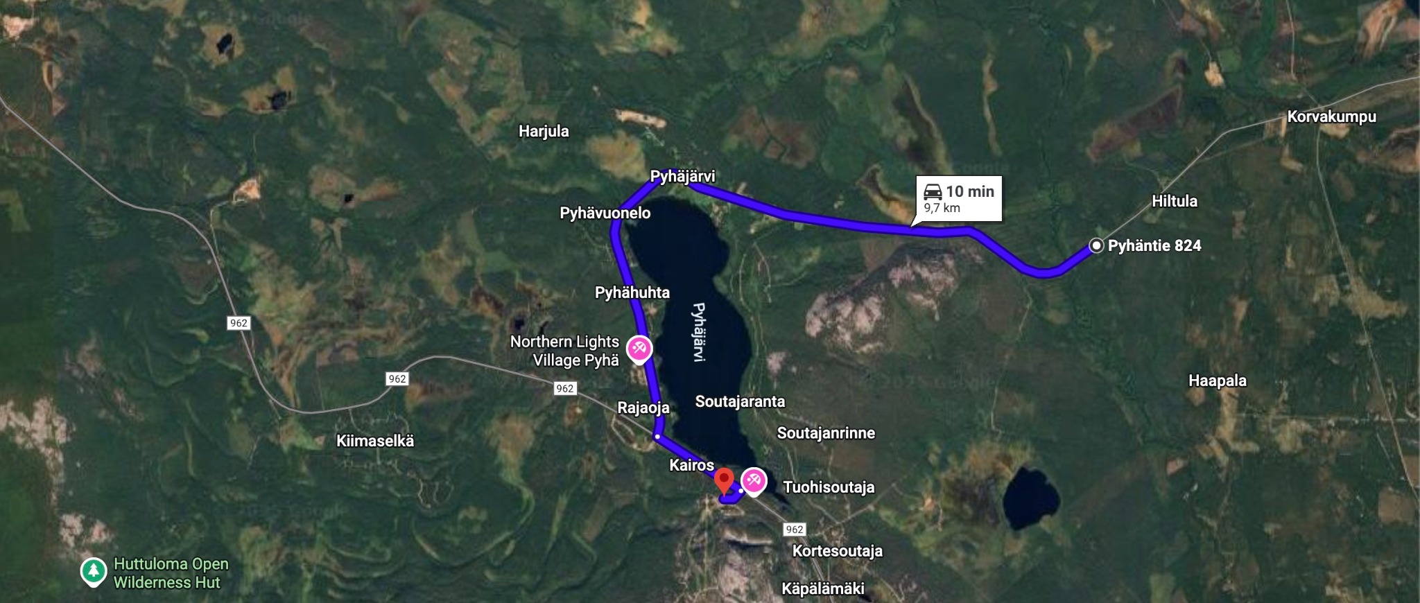 Mökin sijainti kartalla